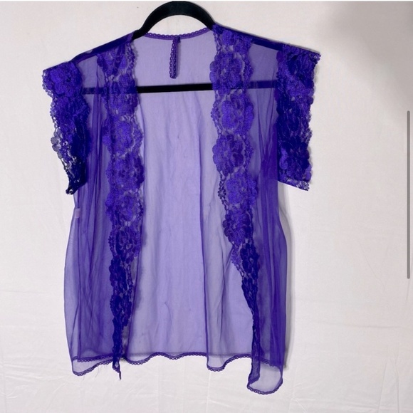 Vintage Purple Satin & Lace Teddy Lingerie With Sheer Jacket M - Picture 5 of 15